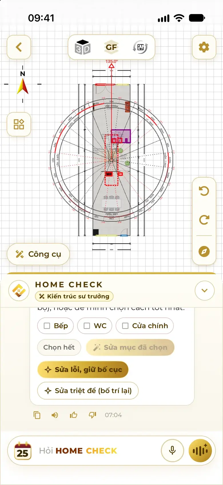 Choosing what to fix: Kitchen, WC, Main door or Select all; buttons Fix and keep layout, and Thorough fix.