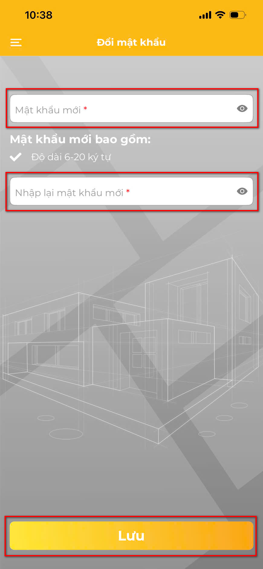 Change password screen