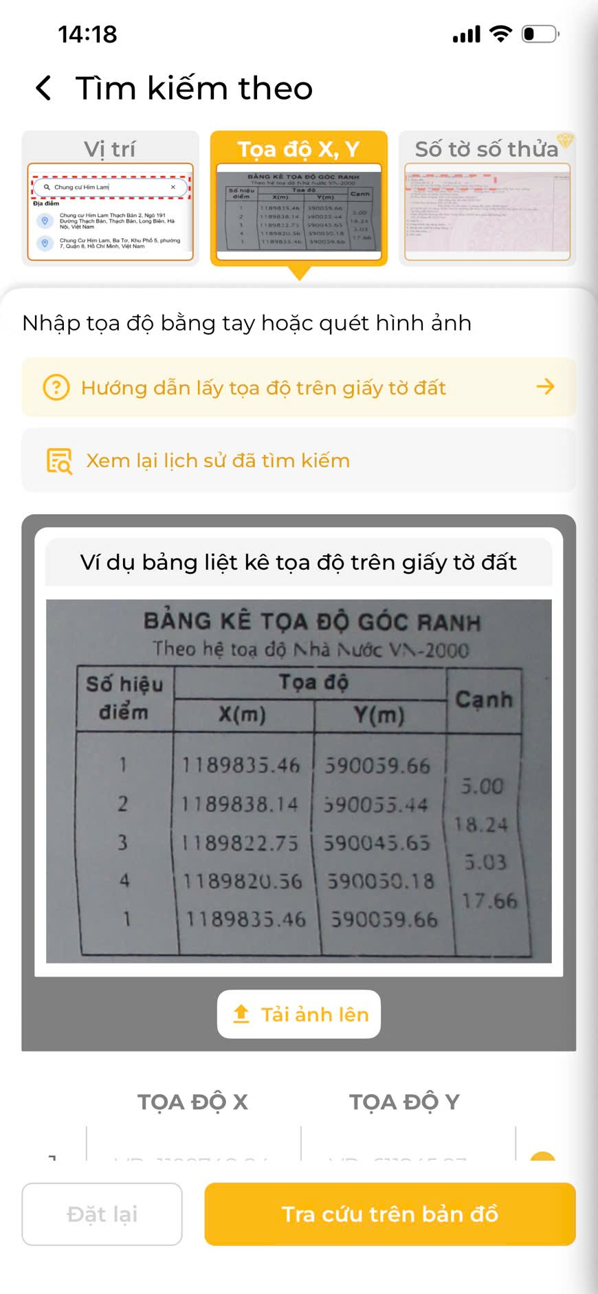 Search Coordinate Upload